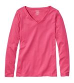 Women's Pima Cotton Shaped V-Neck, Long-Sleeve