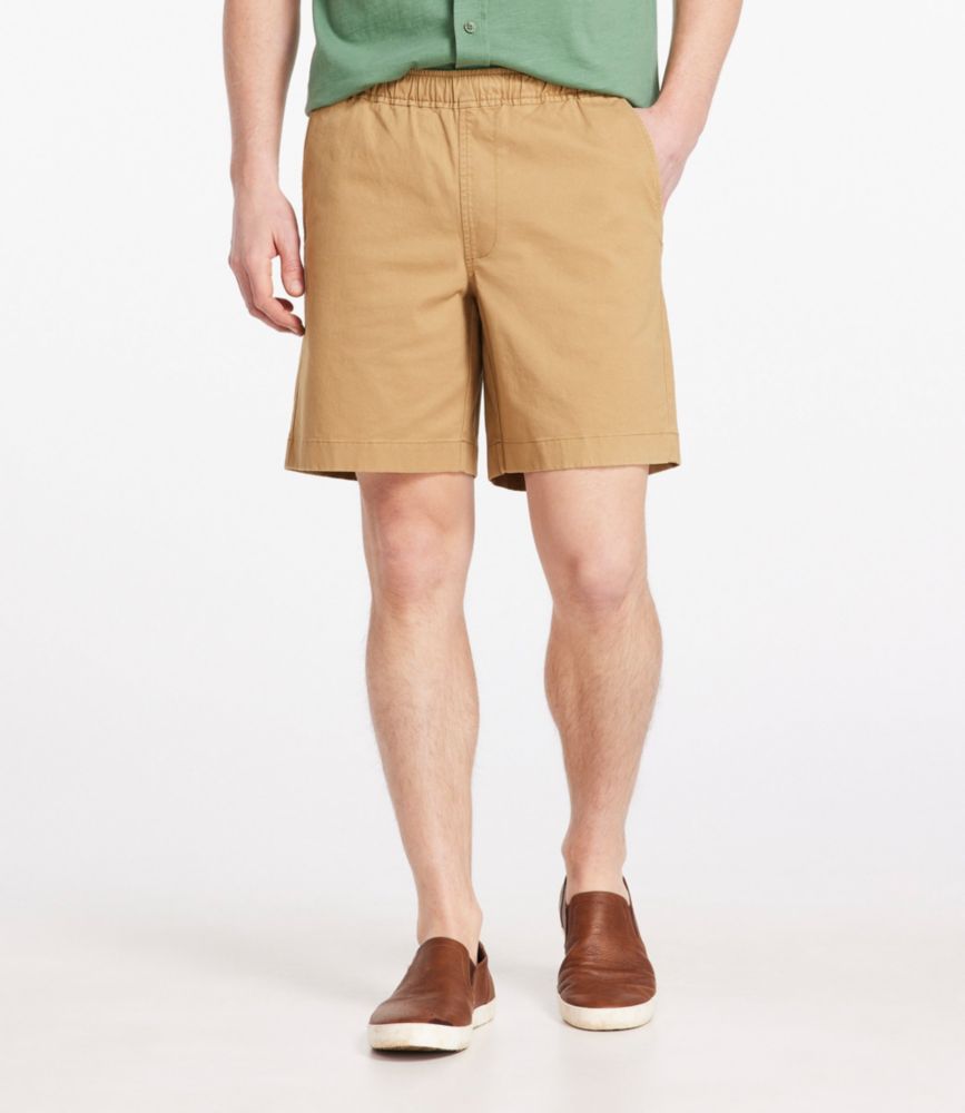 Men's Lakewashed Stretch Khaki Shorts, Pull-On, 8"