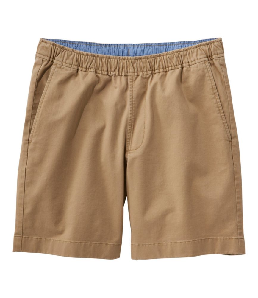 Men's Lakewashed Stretch Khaki Shorts, Pull-On, 8", Heritage Khaki, small image number 1