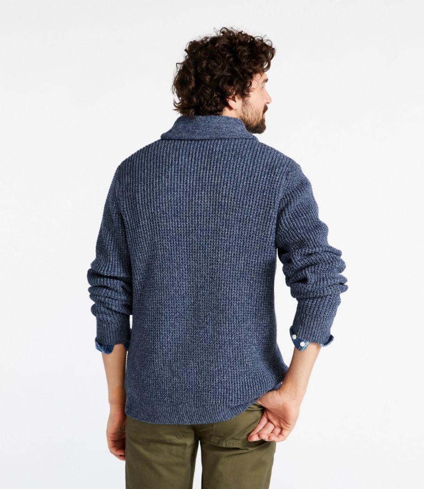 Men's Organic Cotton Waffle Sweater, Cardigan, Vintage Indigo, small image number 3