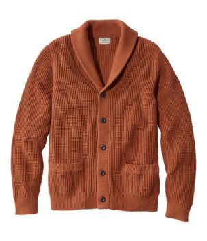 Men's Organic Cotton Waffle Sweater, Cardigan