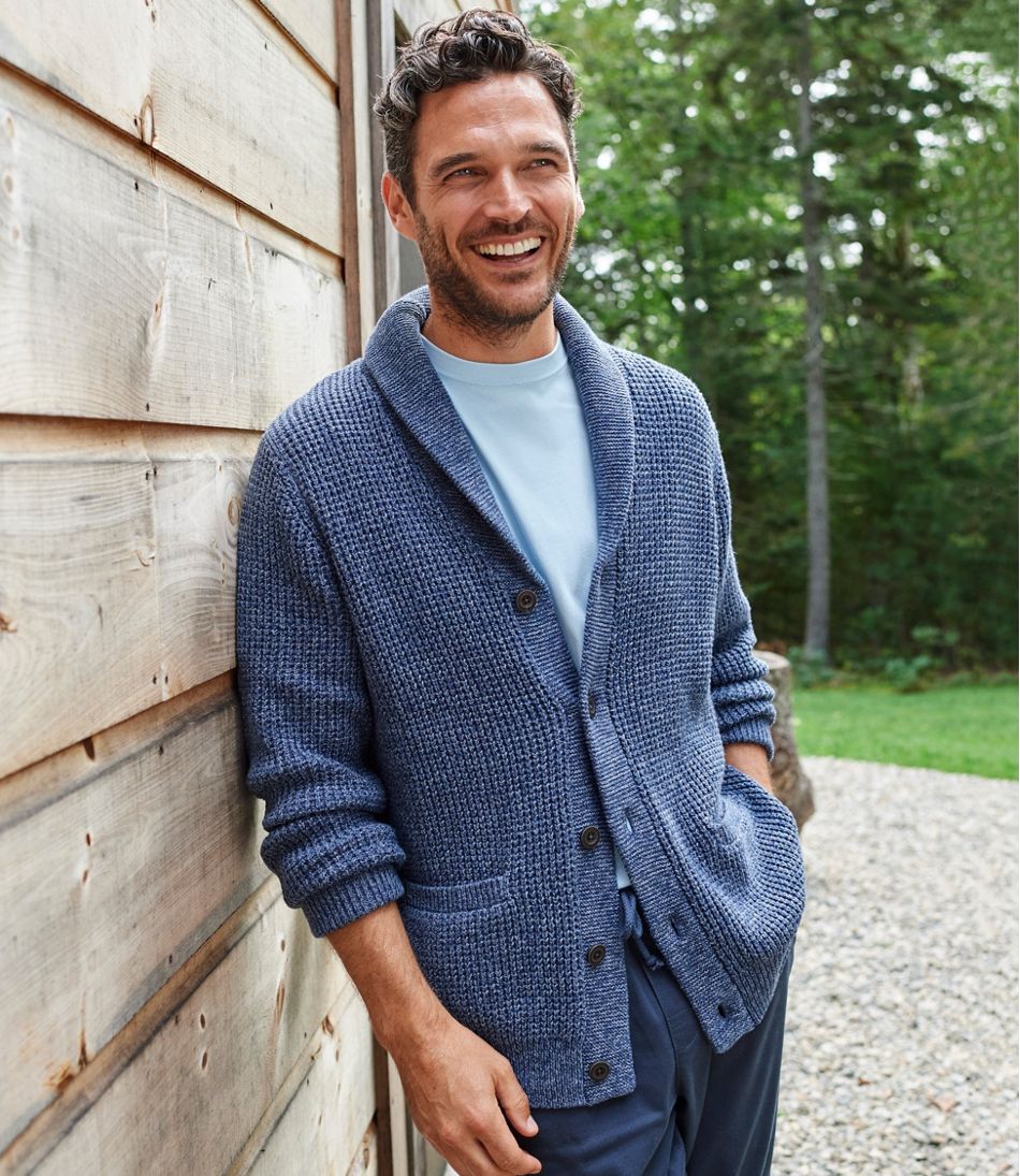 Men's Organic Cotton Waffle Sweater, Cardigan | Sweaters at L.L.Bean