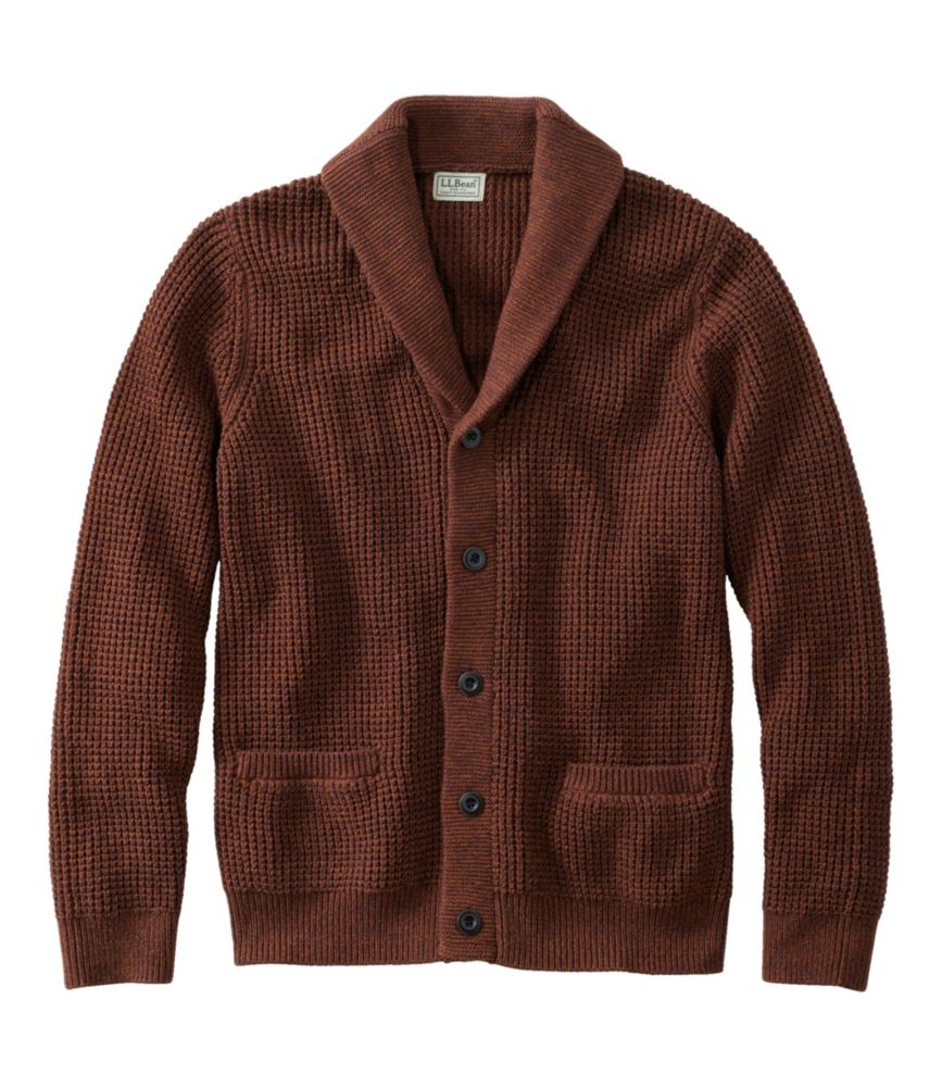 Men's Organic Cotton Waffle Sweater, Cardigan