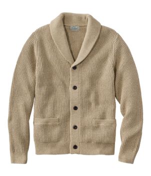 Men's Organic Cotton Waffle Sweater, Cardigan