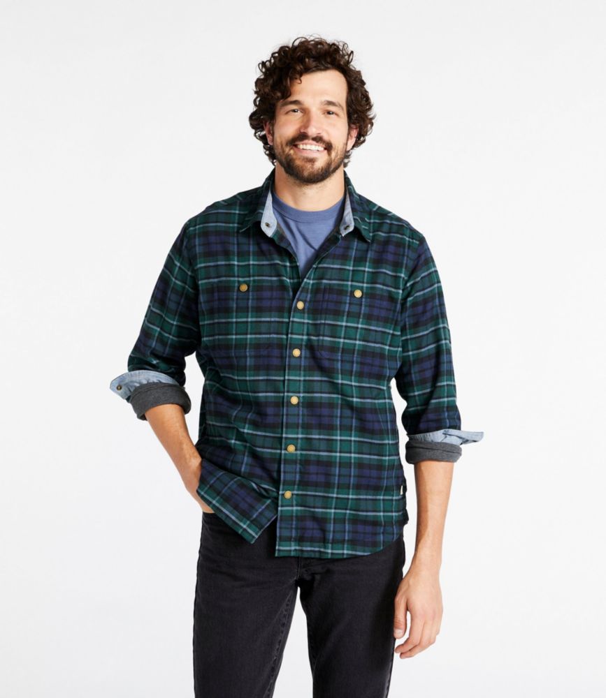 Men's BeanFlex® All-Season Flannel, Waffle-Lined Shirt, Traditional Untucked Fit, Orange Spice, small image number 2