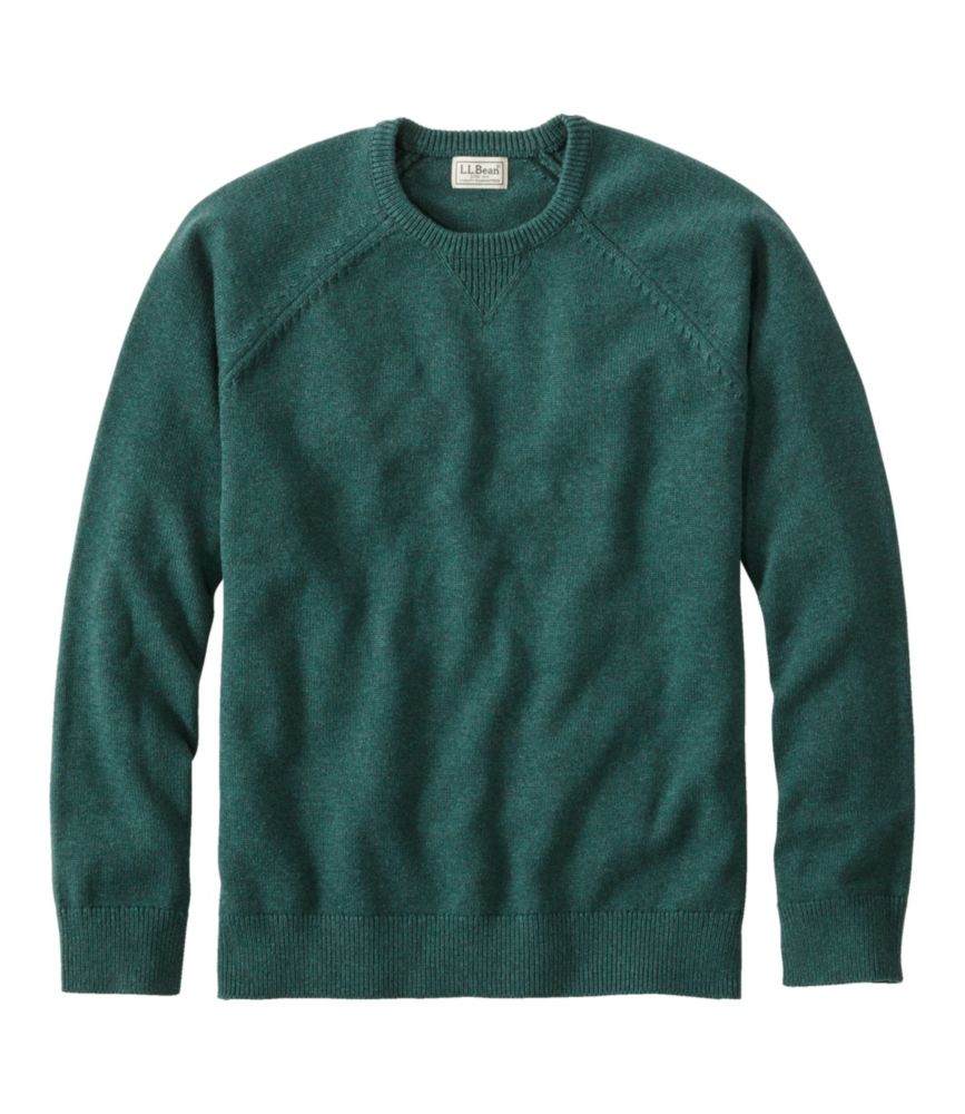 Men's Wicked Soft Cotton/Cashmere Sweater, Crewneck, Black Forest Green, small image number 1