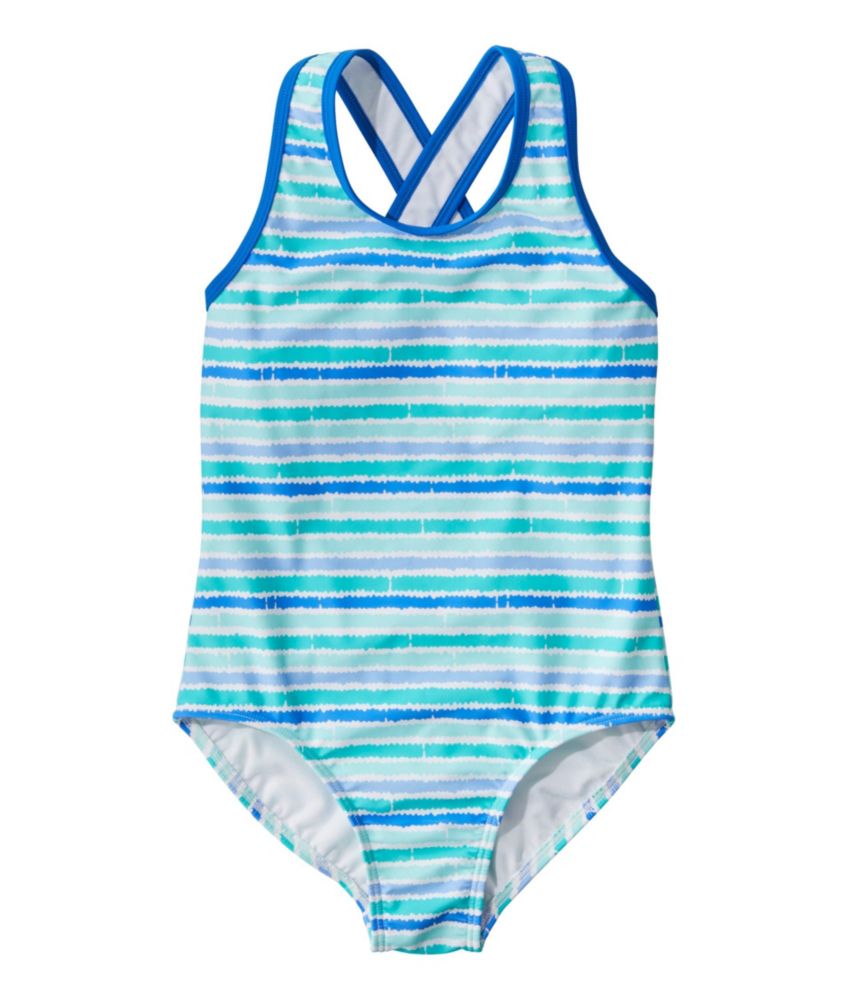 Girls' Watersports Swimwear, One-Piece, Beach Glass Stripe, small image number 1