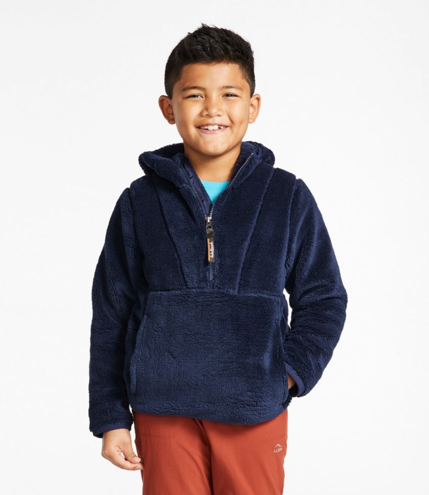 Kids' L.L.Bean Hi-Pile Fleece Hooded Pullover, Bright Navy, small image number 4