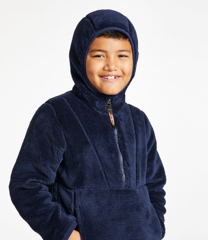 Kids' L.L.Bean Hi-Pile Fleece Hooded Pullover, Bright Navy, small image number 5