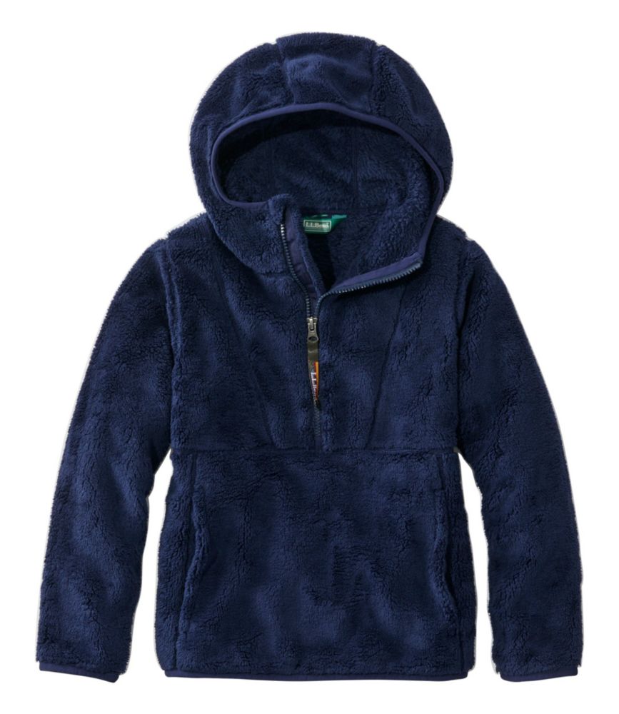 Kids' L.L.Bean Hi-Pile Fleece Hooded Pullover, Bright Navy, small image number 1