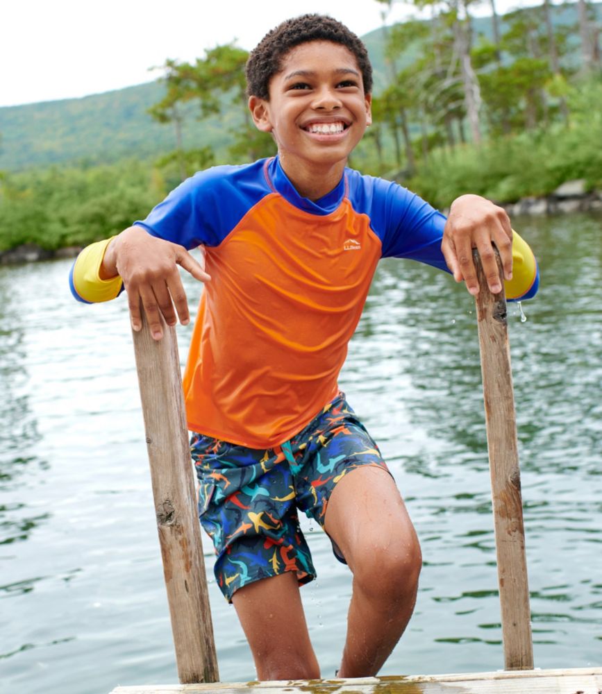 Kids' Sun-and-Surf Swim Shirt, Beach Glass Color Block, small image number 6