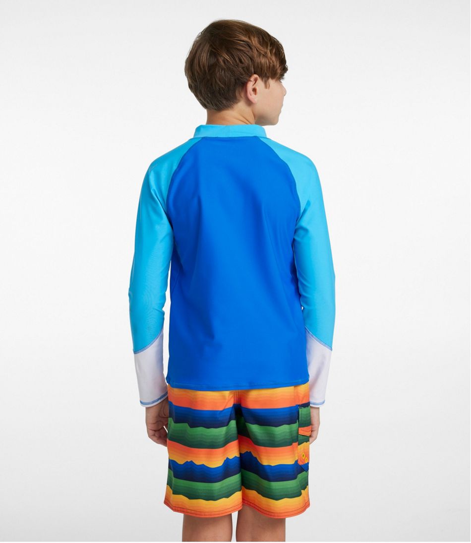 Boy's Swim Shirt Long Sleeve, Sun Protection UPF 50+ Shirt with Rash Guard