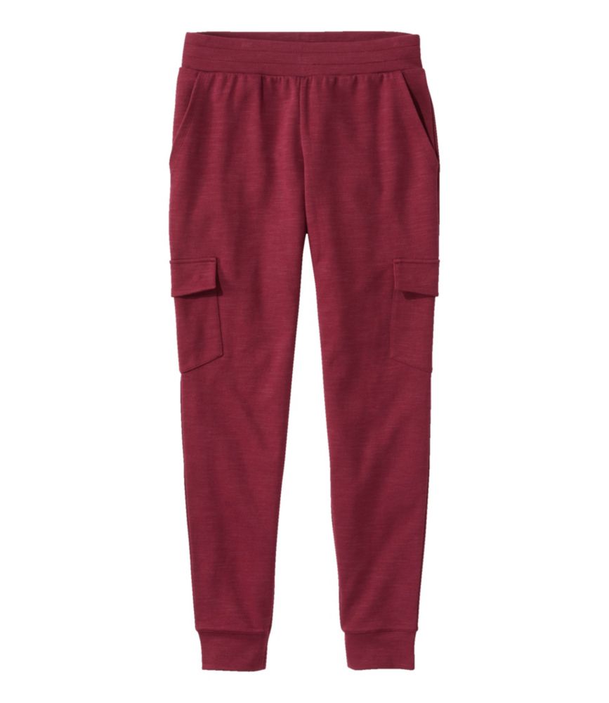 red cargo joggers