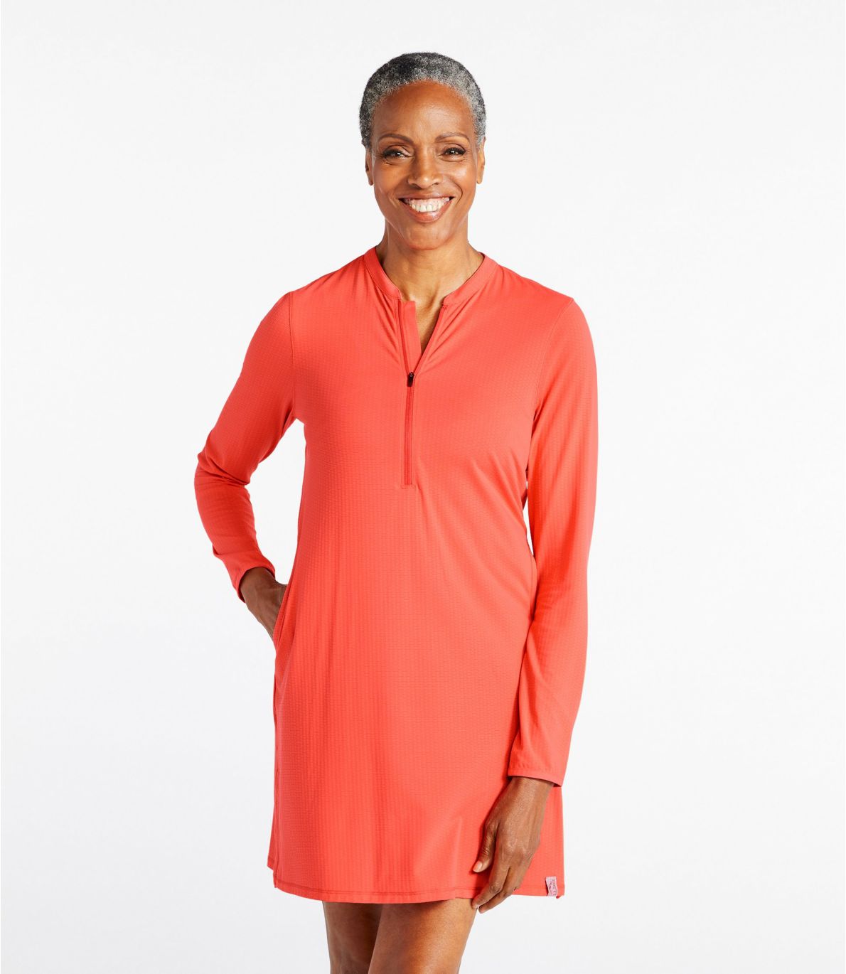 Women's Sand Beach Cover-Up, Quarter-Zip Rouched Tunic