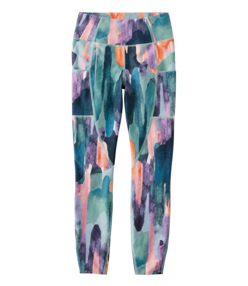 Women's L.L.Bean Everyday Performance 7/8 Pocket Tights, High-Rise Print, Carbon Navy Paintbrush Camo, small image number 1