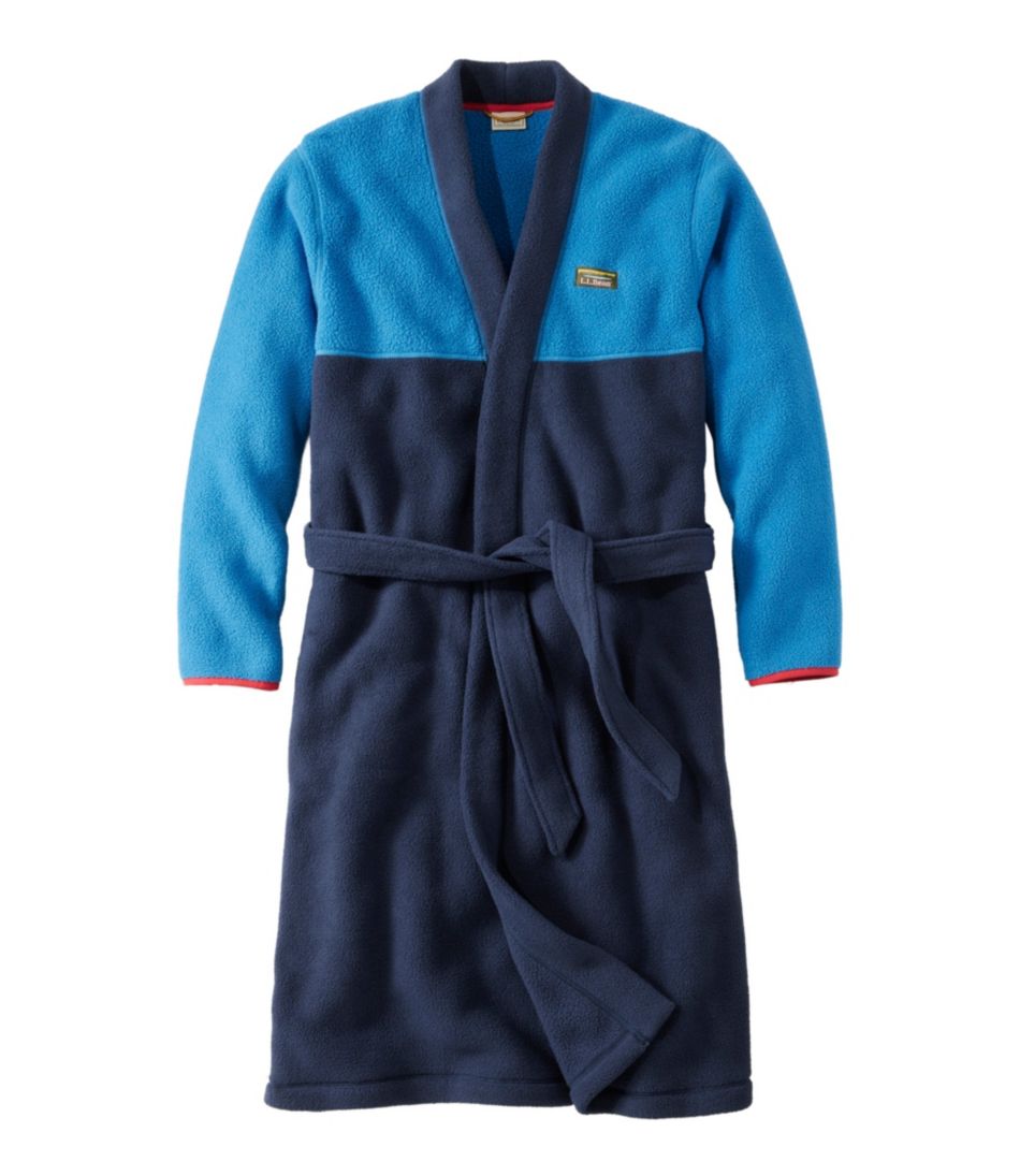 Men's Navy Blue Plush Soft Warm Fleece Bathrobe with Hood, Comfy Men's Robe