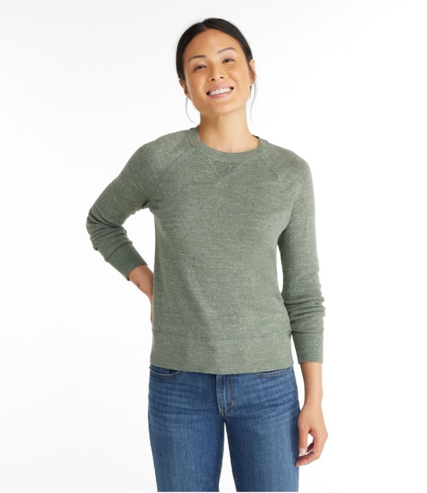 Women's Organic Cotton Slub Sweater, Crewneck Sweatshirt, Blue Green, small image number 2