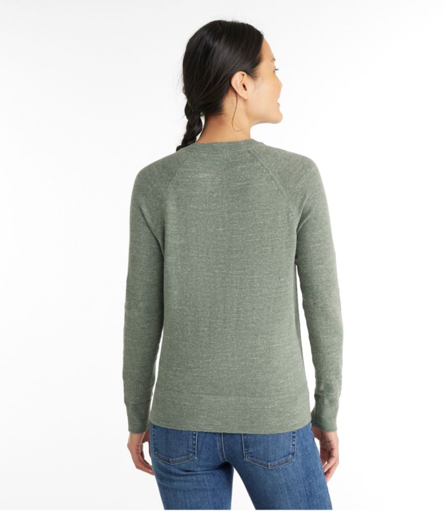 Women's Organic Cotton Slub Sweater, Crewneck Sweatshirt, Classic Navy, small image number 3