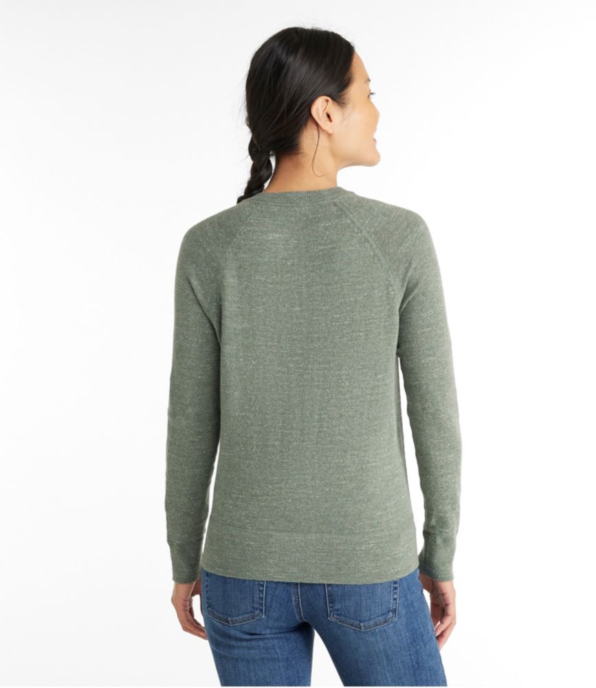 Women's Organic Cotton Slub Sweater, Crewneck Sweatshirt, Blue Green, small image number 3