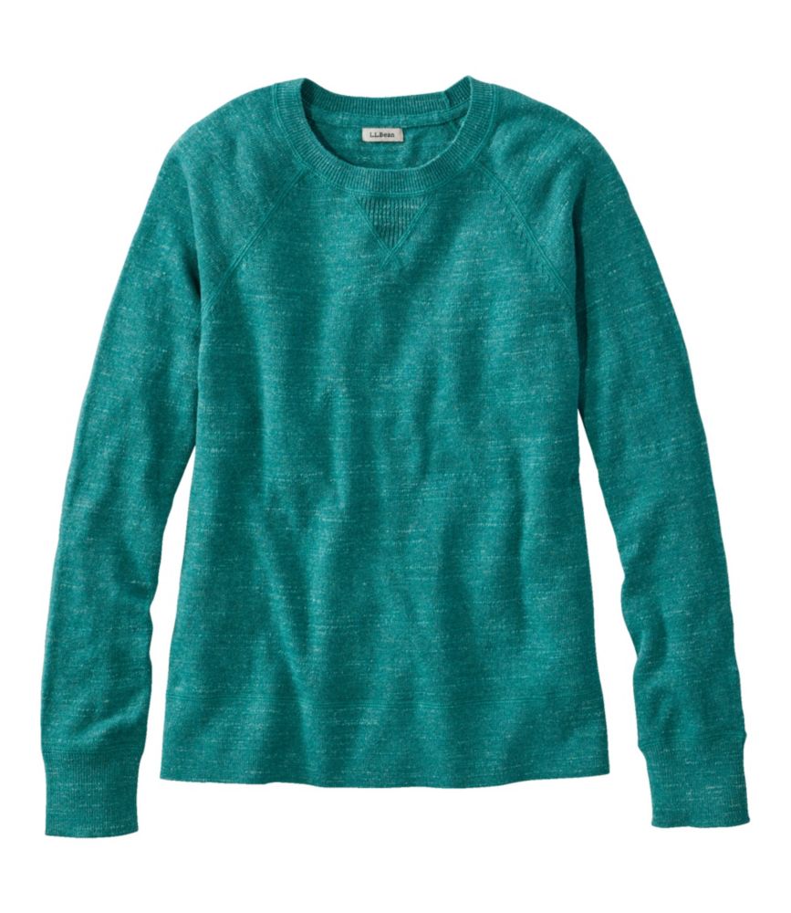 Women's Organic Cotton Slub Sweater, Crewneck Sweatshirt, Blue Green, small image number 1