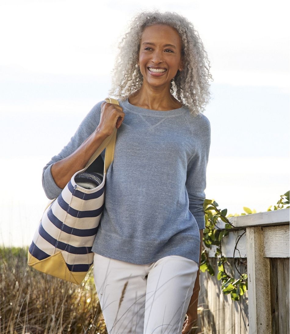 Women's Organic Cotton Slub Sweater, Crewneck Sweatshirt | Sweaters at ...