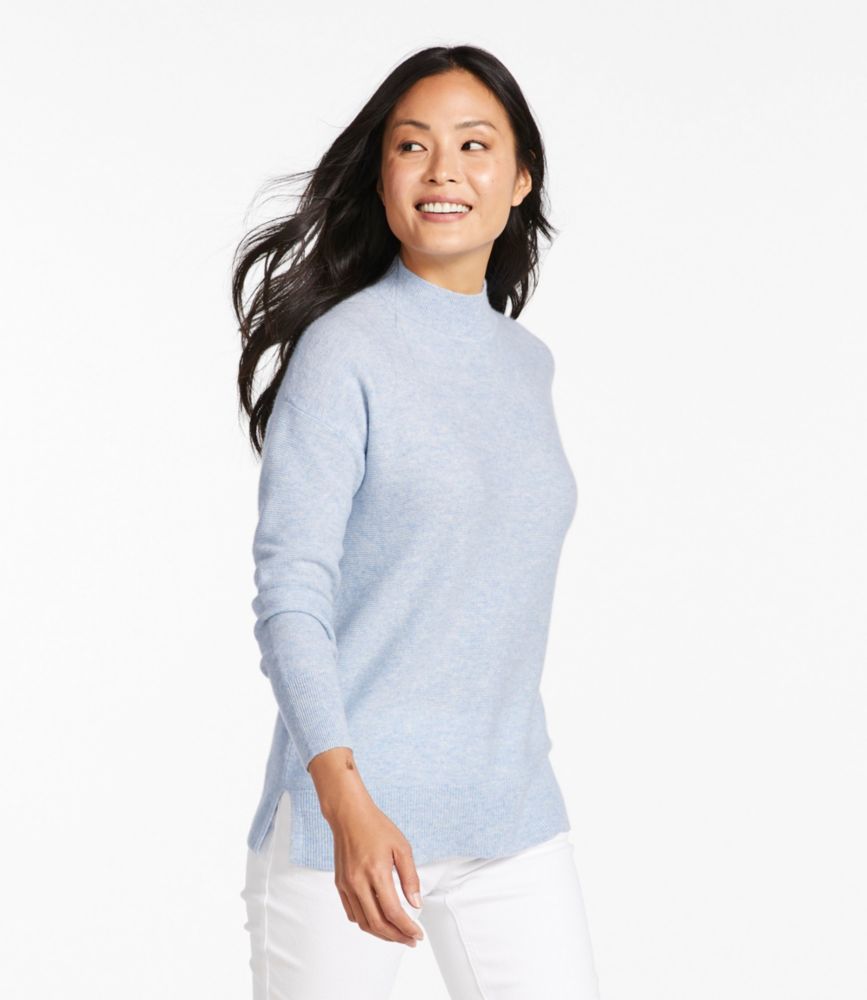 Women's Respun Cashmere Sweater, Mockneck, Soft Sable Heather, small image number 2