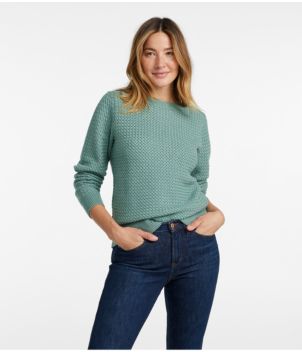 Teal Marl, Lambswool Ladies Crew Neck Cardigan