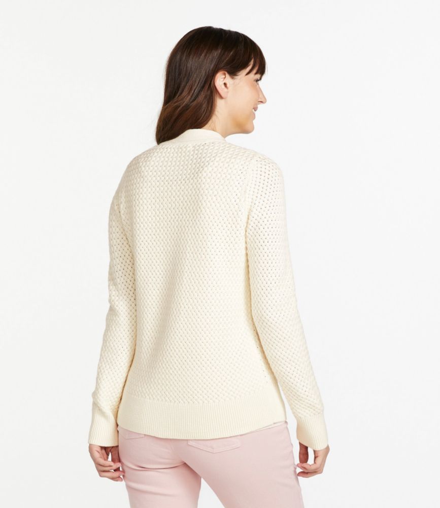 Women's Basketweave Sweater, Button-Front Cardigan, Soft Spruce Heather, small image number 3