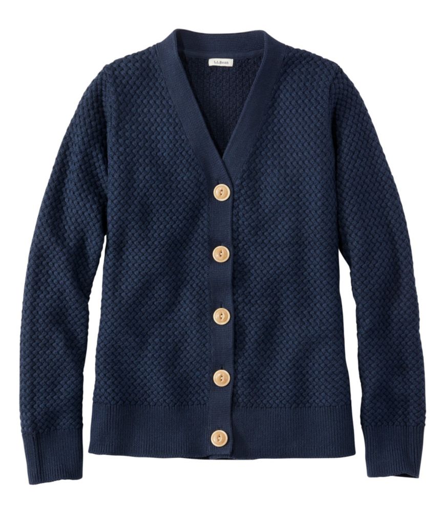 Women's Basketweave Sweater, Button-Front Cardigan