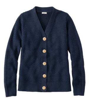 Women's Basketweave Sweater, Button-Front Cardigan