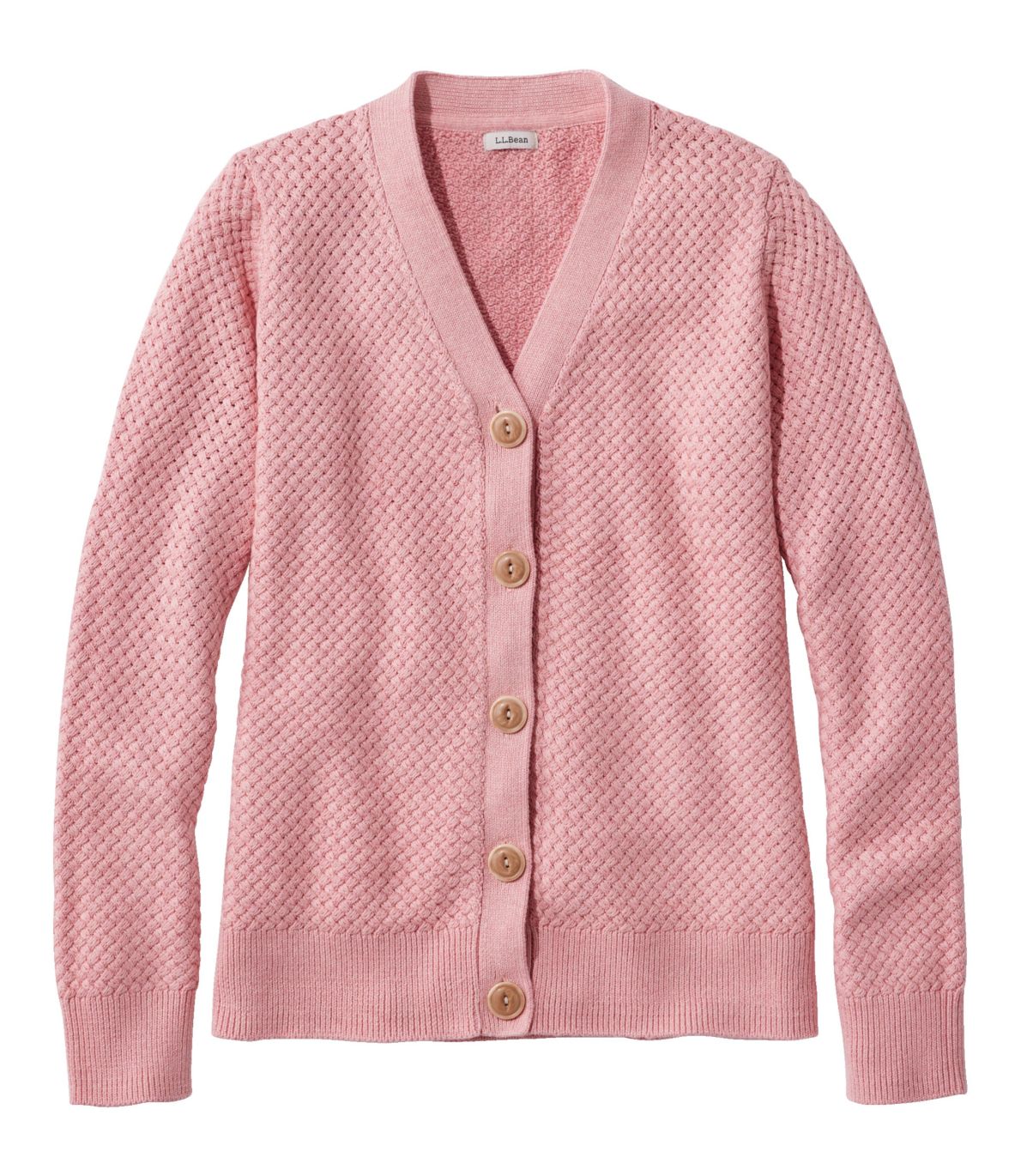 Women's Basketweave Sweater, Button-Front Cardigan