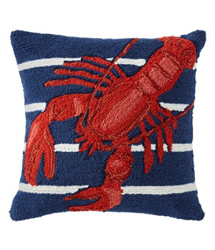 Indoor/Outdoor Hooked Pillow, Lobster