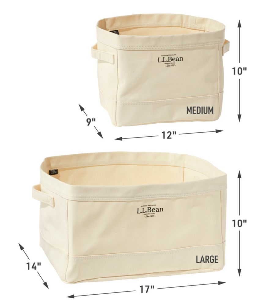 Canvas Storage Tote, Rectangular, Natural, small image number 4