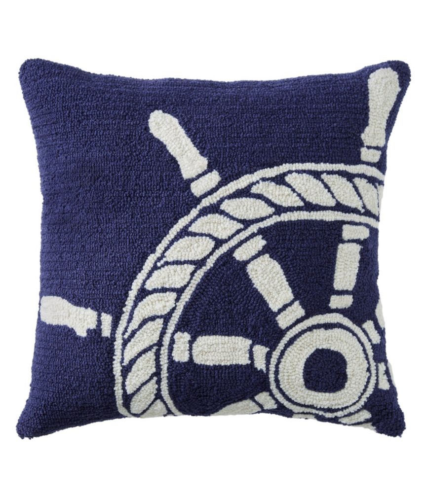 Liora Manne Frontporch Ship Wheel Navy Pillow