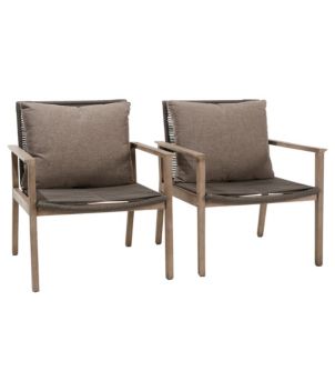 Eucalyptus Gray Wash and Rope Lounge Chair, Set of Two