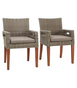 Wicker and Eucalyptus Dining Chair with Cushions, Set of Two