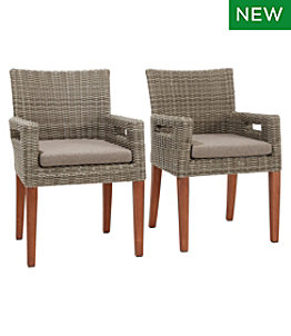 Wicker and Eucalyptus Dining Chair with Cushions, Set of Two