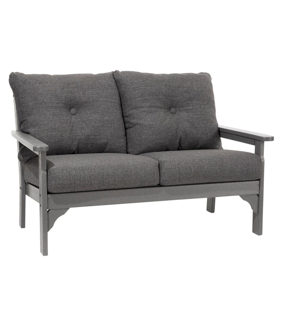 All-Weather Patio Love Seat with Textured Cushion, Slate Gray
