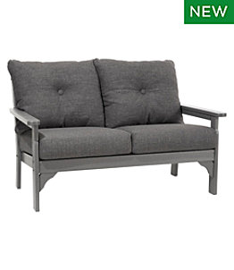 All-Weather Patio Settee with Textured Cushion, Slate Gray