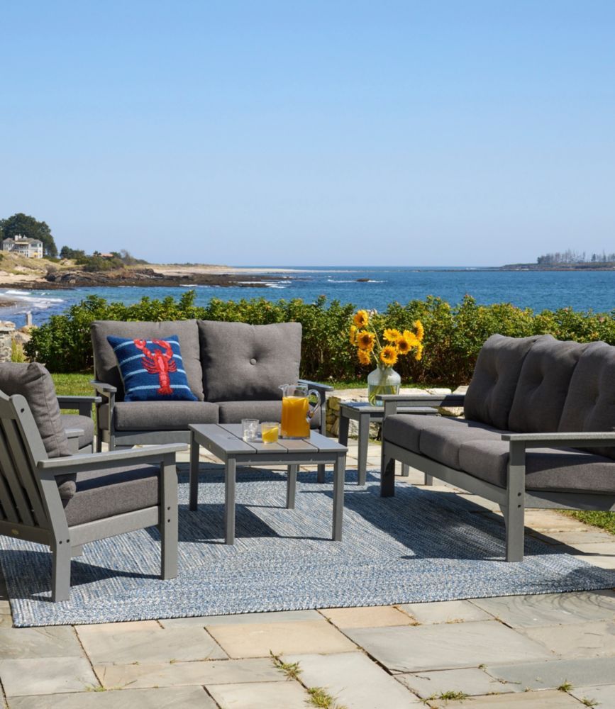 All-Weather Patio Loveseat with Textured Cushion, Slate Gray