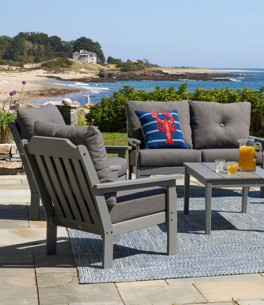 All-Weather Patio Chair with Textured Cushion, Slate Gray