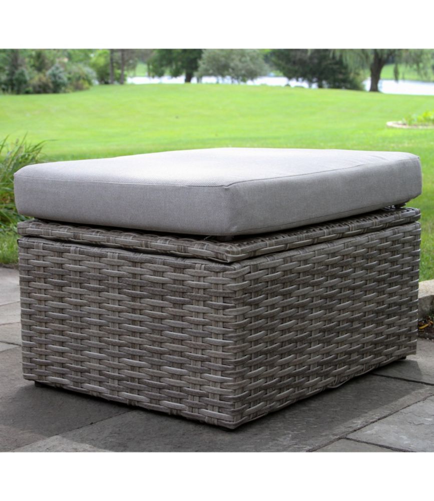 Wicker Storage Sofa and Teak Coffee Table Set