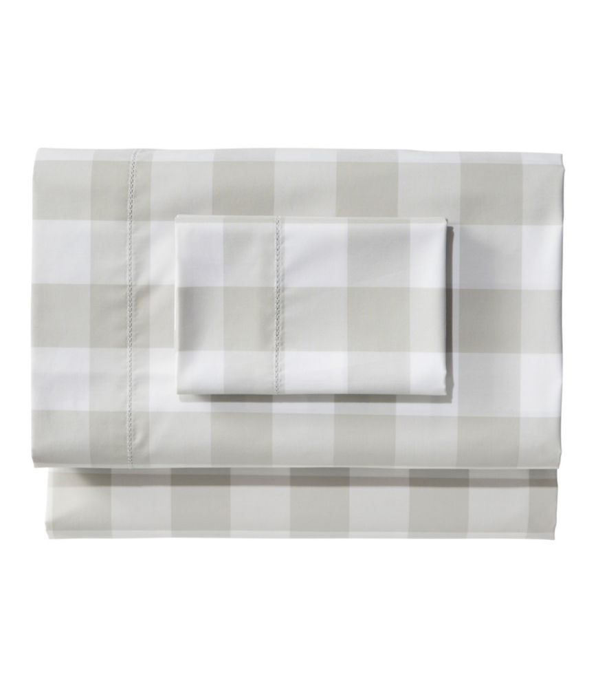 280-Thread-Count Pima Cotton Percale Sheet Set, Check, White/Vapor Gray, small image number 1