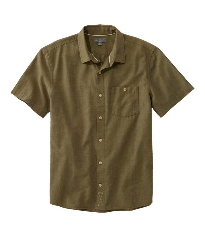 Men's Signature Summer Cotton Blend Shirt, Short-Sleeve, Slim Fit, , small image number 1
