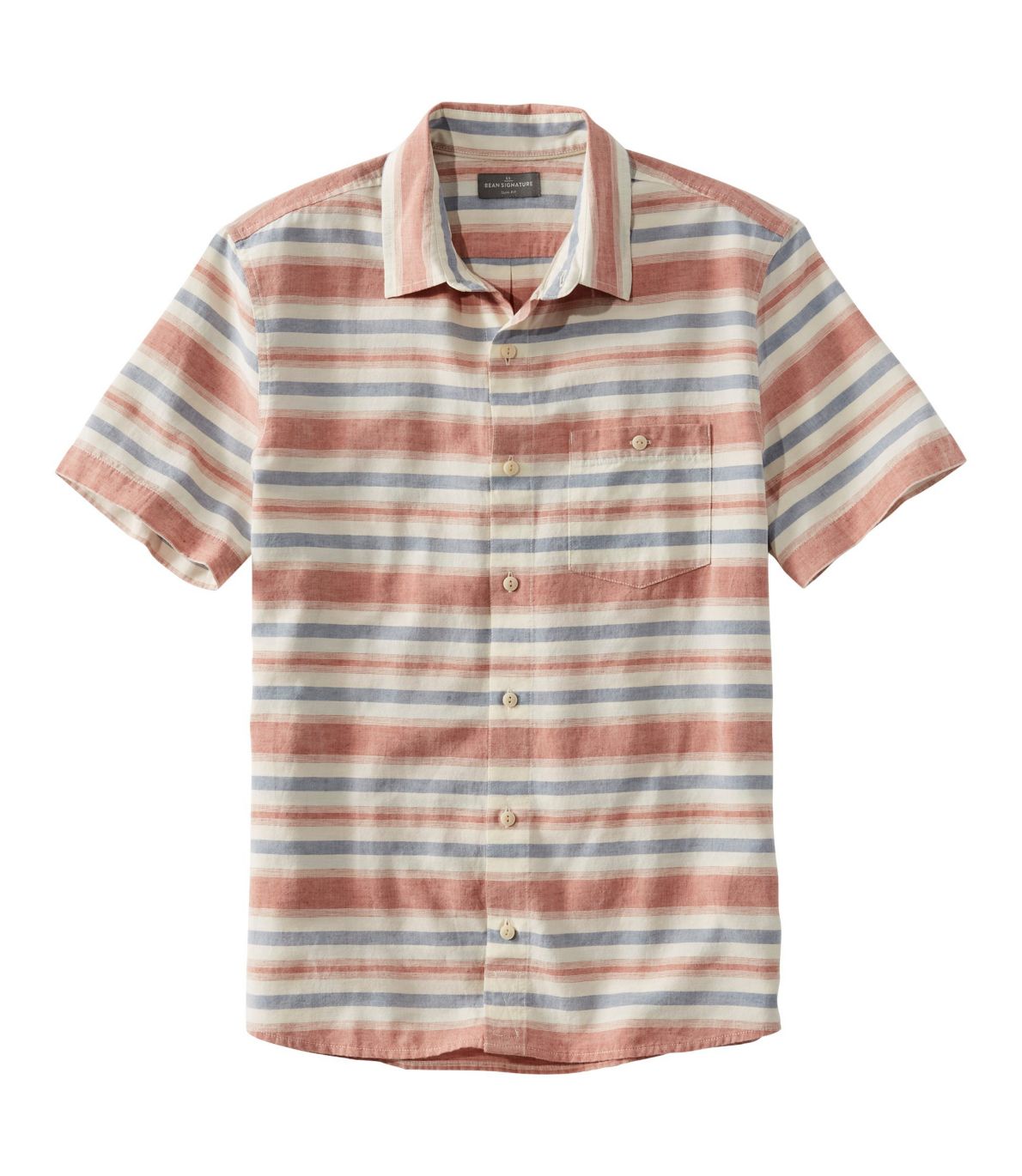 Men's Signature Summer Cotton Blend Shirt, Short-Sleeve, Slim Fit