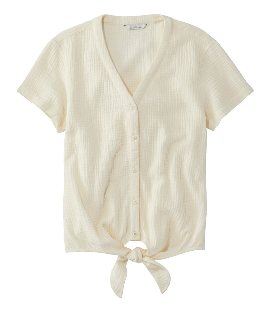 Women's Signature Cotton Double Weave Shirt, Short-Sleeve | Shirts