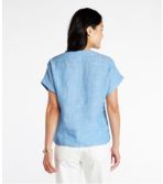Women's Signature Linen Split-Neck Shirt, Short-Sleeve