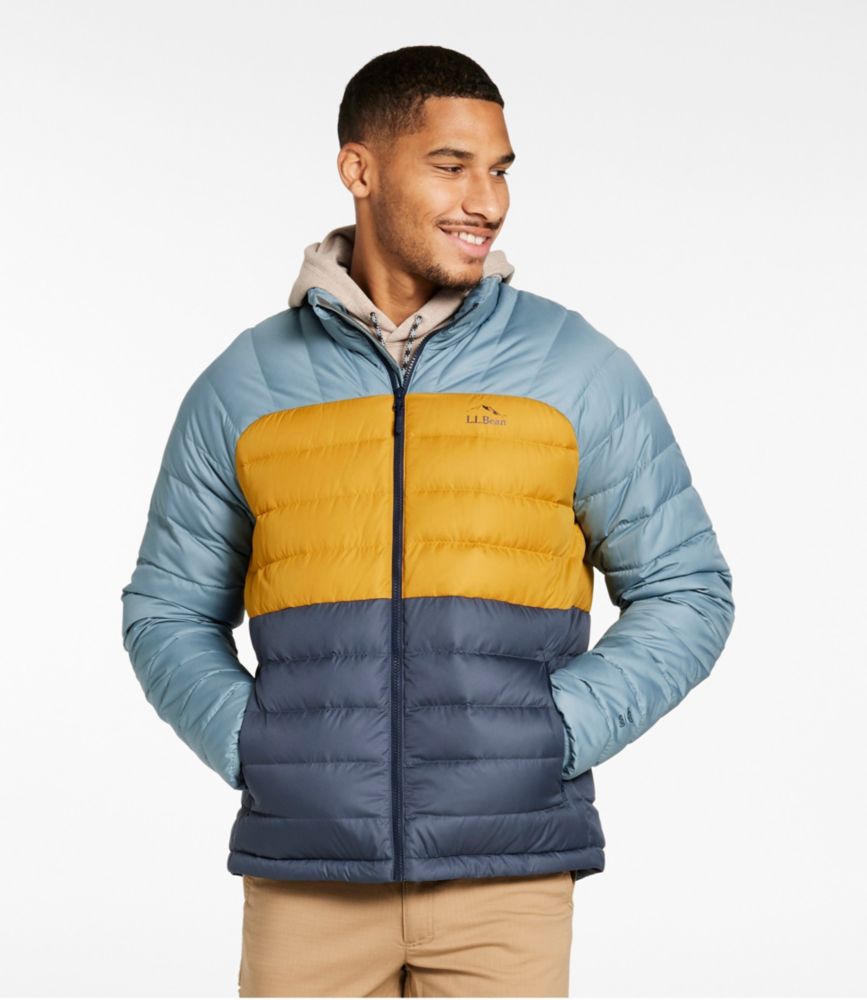 Men's Bean's Down Jacket, Colorblock, Fatigue Green/Deep Balsam, small image number 2