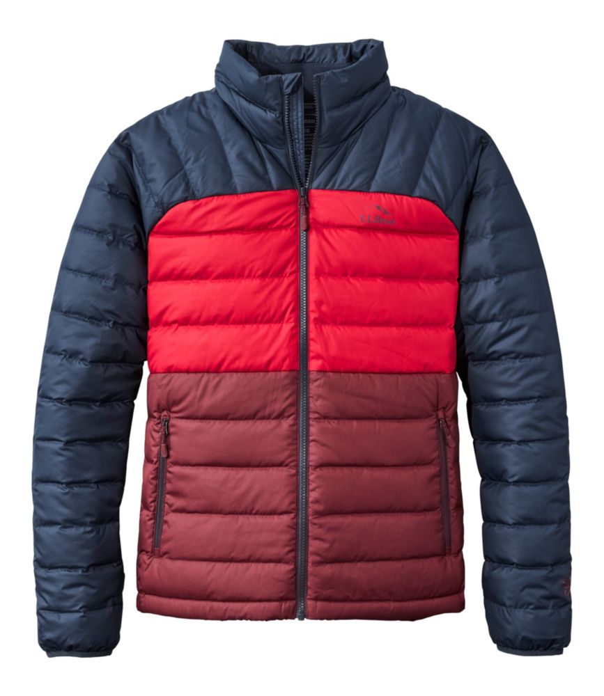 Men's Bean's Down Jacket, Colorblock, Burgundy/Nautical Navy, small image number 1