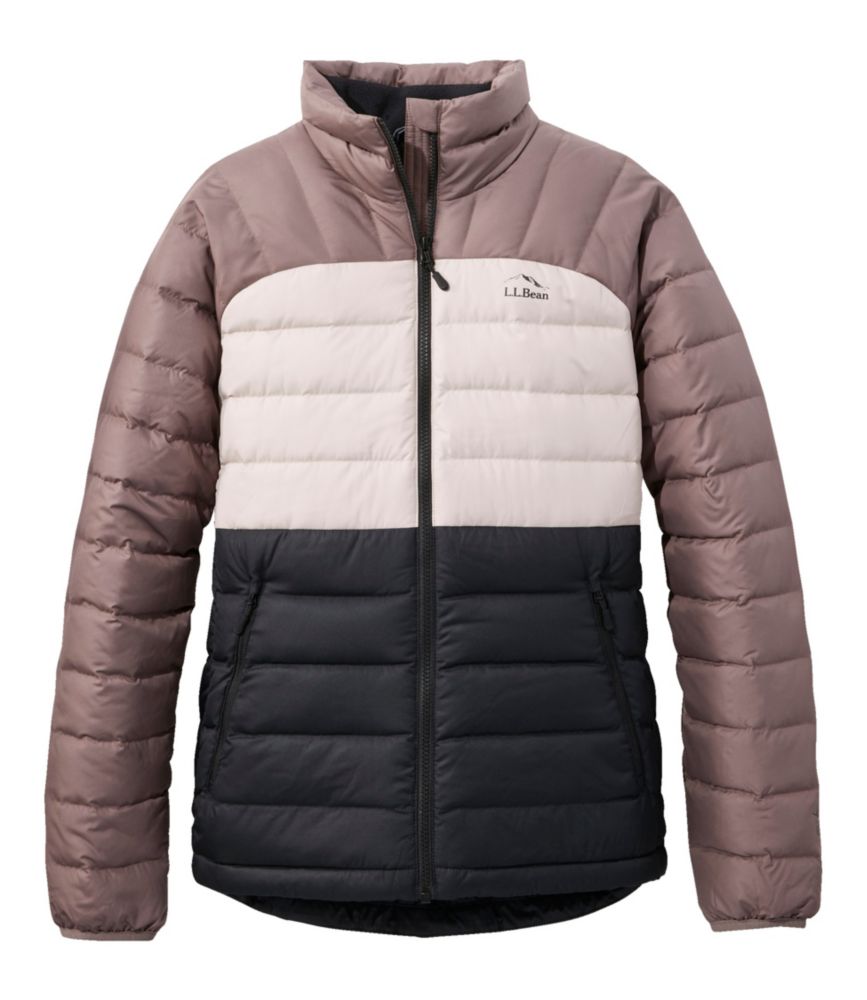 Women's Bean's Down Jacket, Colorblock, Black/Taupe Brown, small image number 1